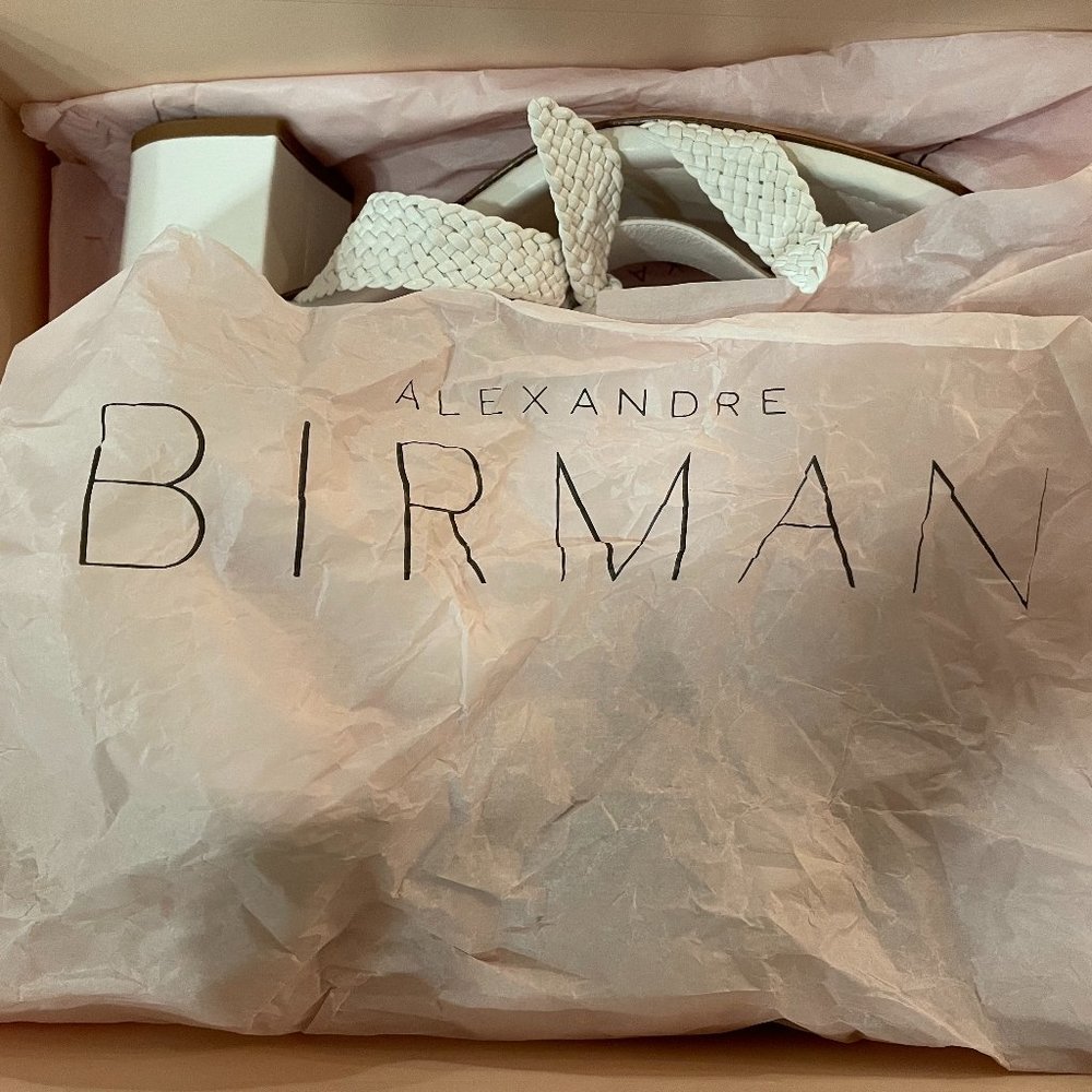 Alexandre Birman - White Clarita Woven Block Heels Size 8 - Picture 6 of 6